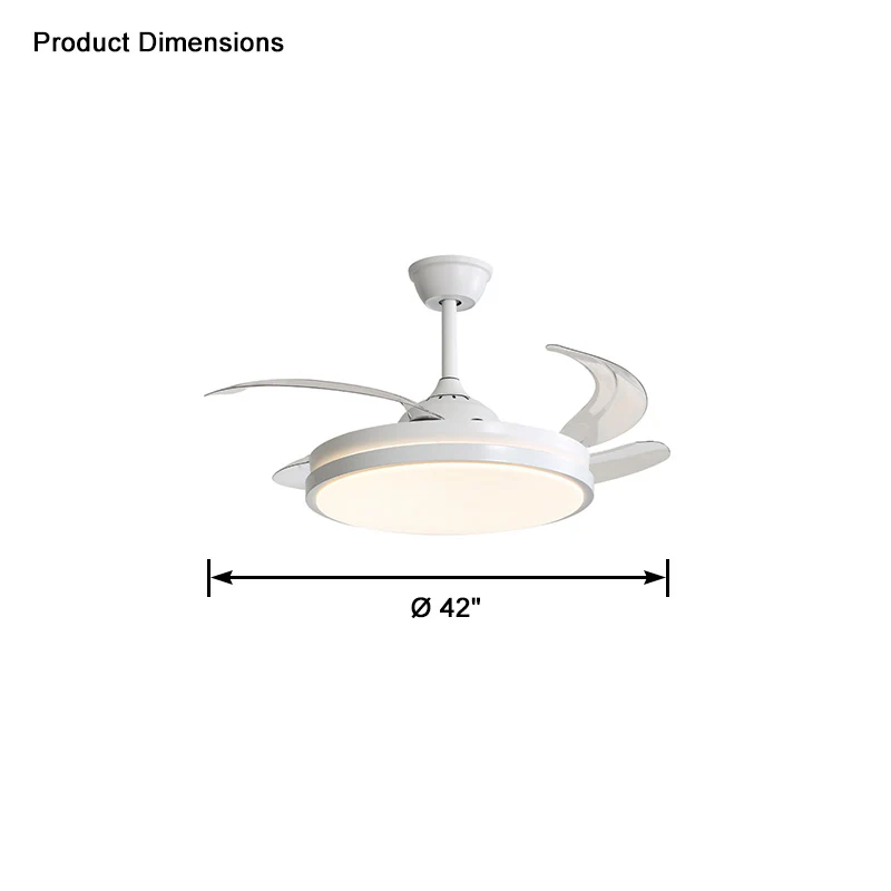 WOMO Retractable White Ceiling Fan Lamp-WM5079 - Image 8
