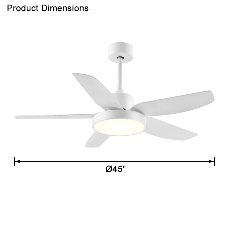 WOMO 5 Blade White Ceiling Fan Lamp-WM5083 - Image 11