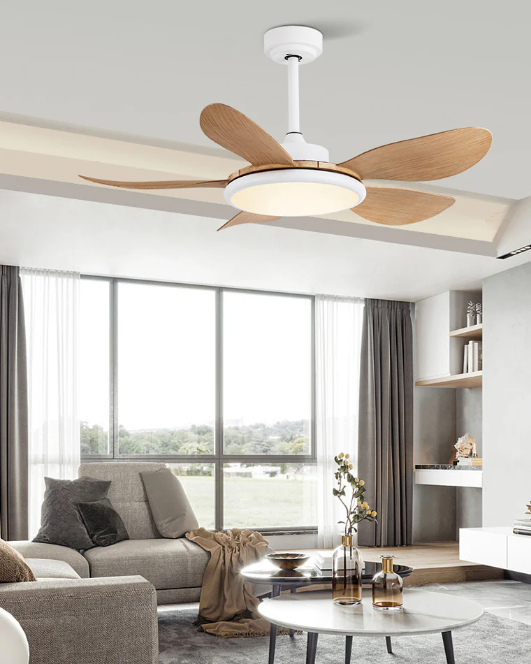 WOMO White Modern Ceiling Fan Lamp-WM5085 - Image 5