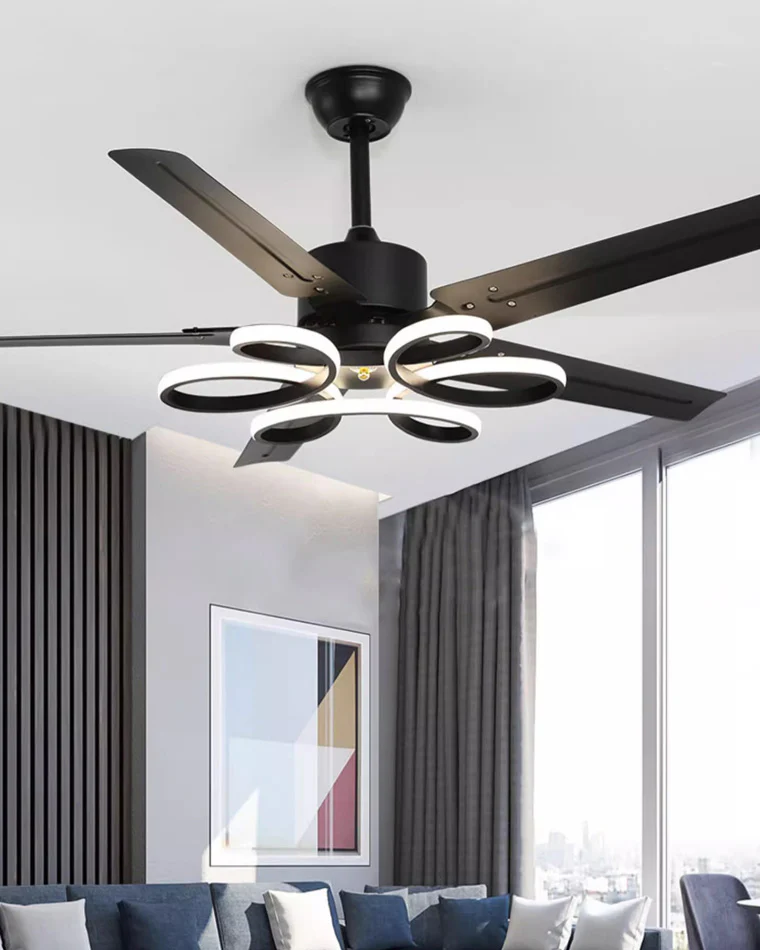 WOMO Unique Black Ceiling Fan Lamp-WM5104 - Image 2
