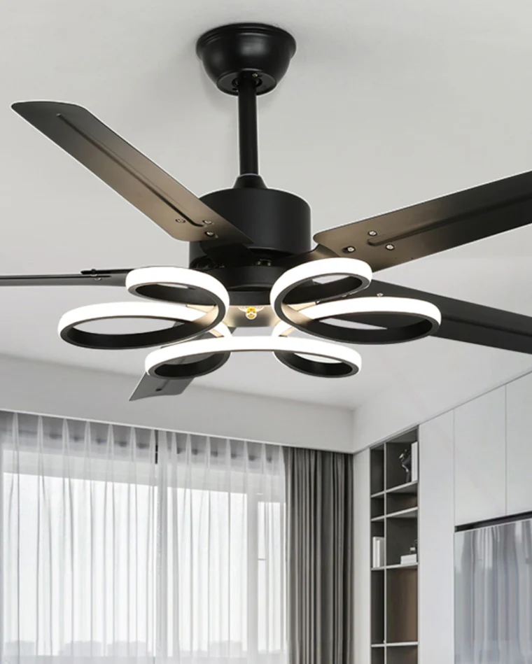 WOMO Unique Black Ceiling Fan Lamp-WM5104 - Image 3