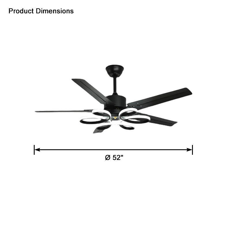 WOMO Unique Black Ceiling Fan Lamp-WM5104 - Image 9