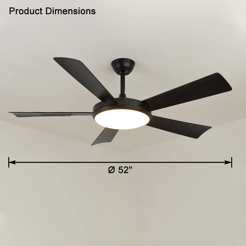 WOMO 5 Blade Mid Century Modern Ceiling Fan Lamp-WM5113 - Image 10