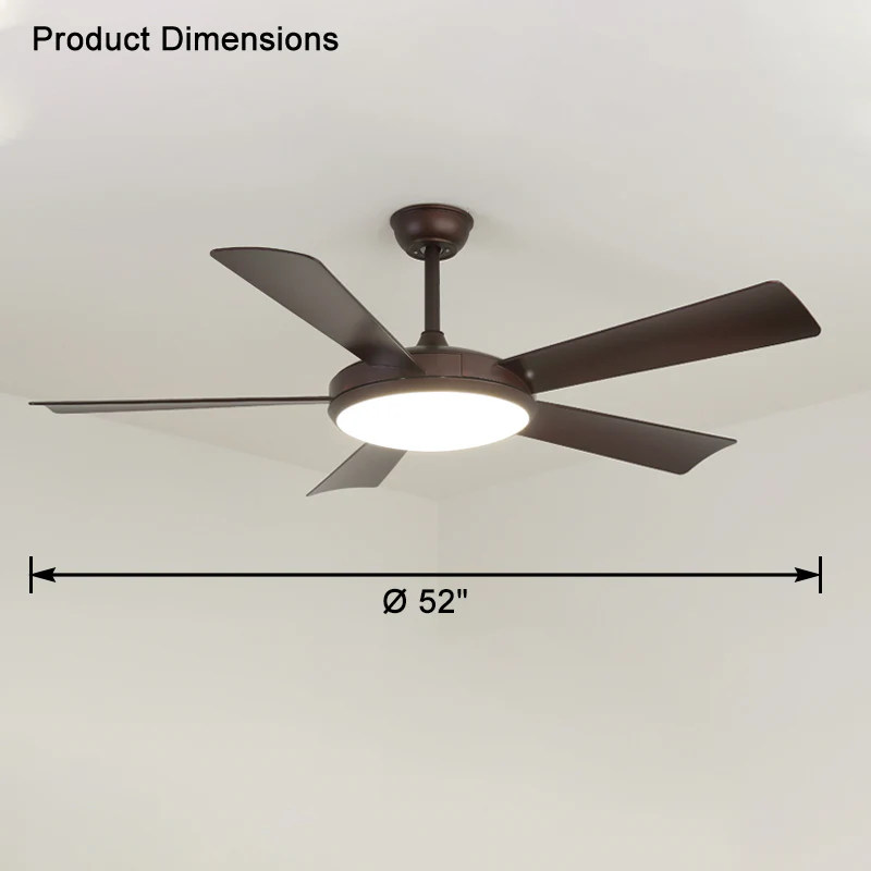 WOMO 5 Blade Mid Century Modern Ceiling Fan Lamp-WM5113 - Image 12