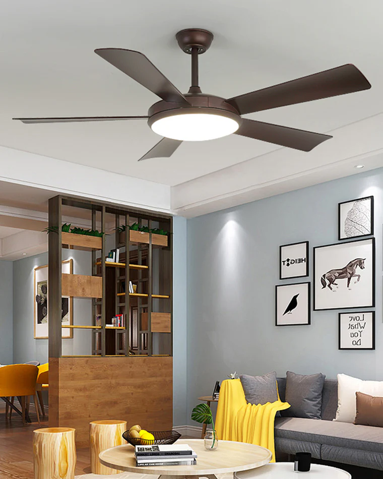 WOMO 5 Blade Mid Century Modern Ceiling Fan Lamp-WM5113 - Image 2