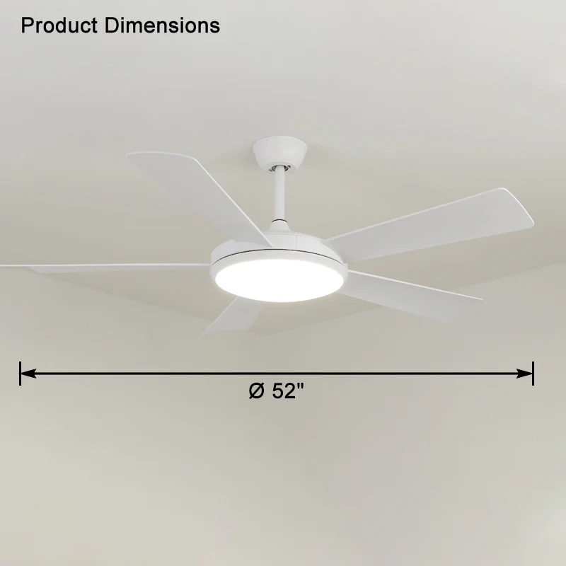 WOMO 5 Blade Mid Century Modern Ceiling Fan Lamp-WM5113 - Image 8