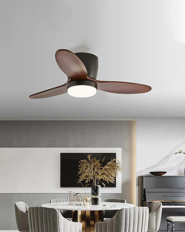 WOMO Mid Century Modern Hugger Ceiling Fan Lamp-WM5115 - Image 4