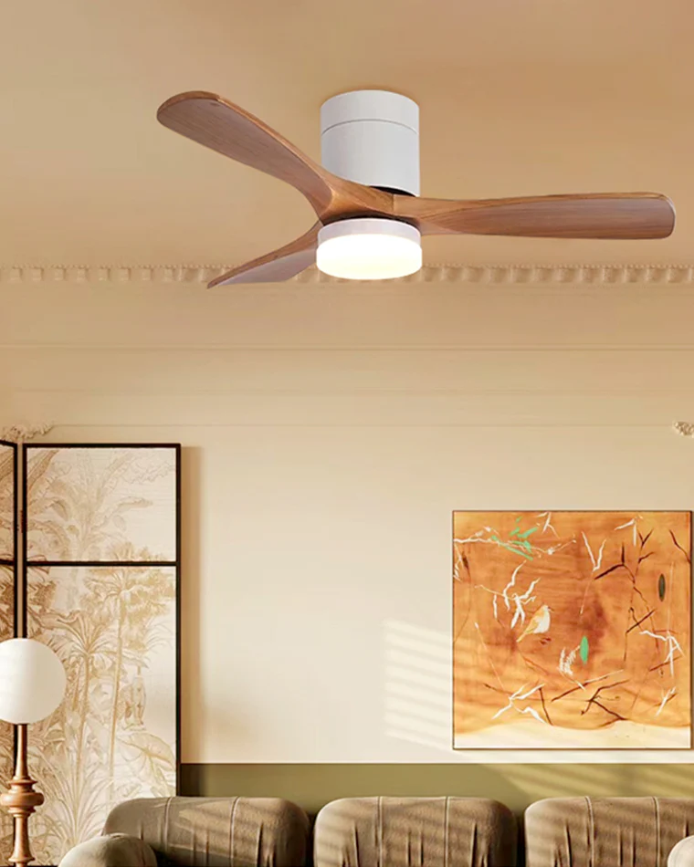 WOMO 3 Wood Blade Hugger Ceiling Fan Lamp-WM5116 - Image 2