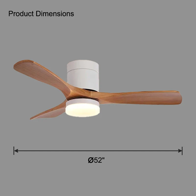 WOMO 3 Wood Blade Hugger Ceiling Fan Lamp-WM5116 - Image 20