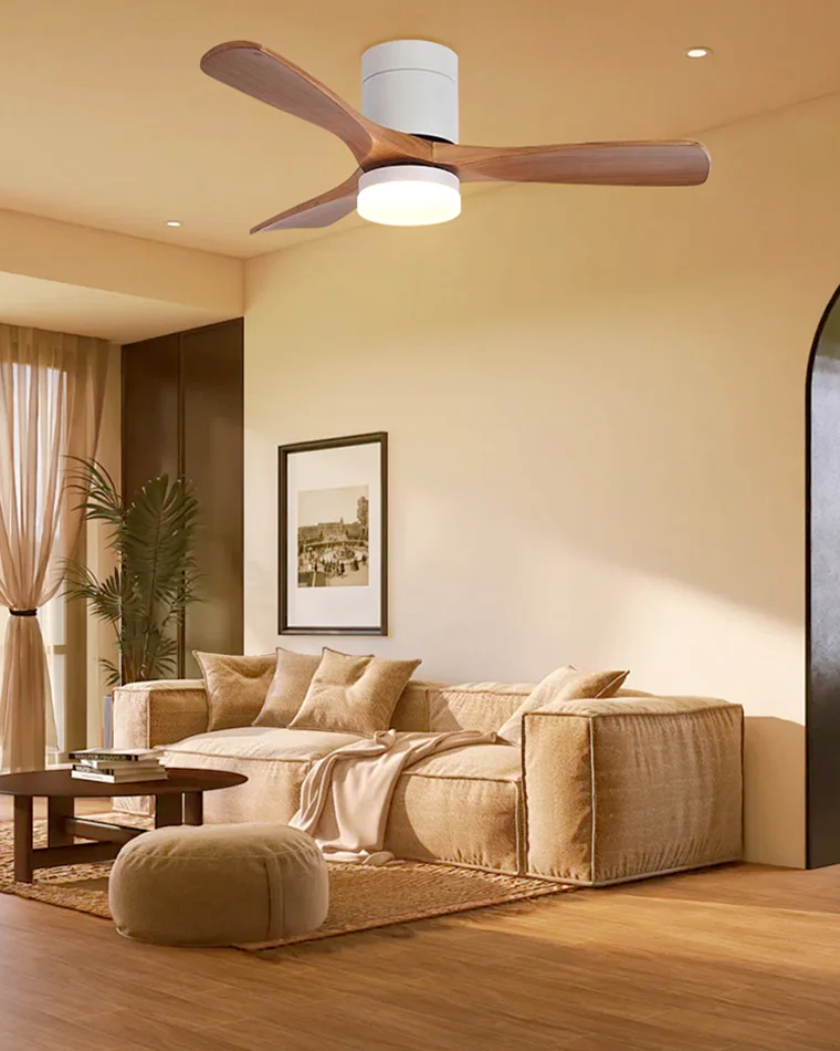 WOMO 3 Wood Blade Hugger Ceiling Fan Lamp-WM5116 - Image 6