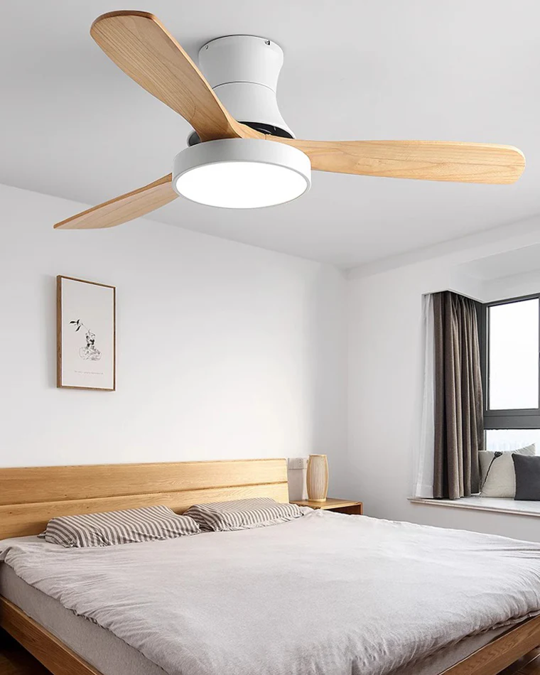 WOMO 3 Wood Blade Hugger Ceiling Fan Lamp-WM5120 - Image 2