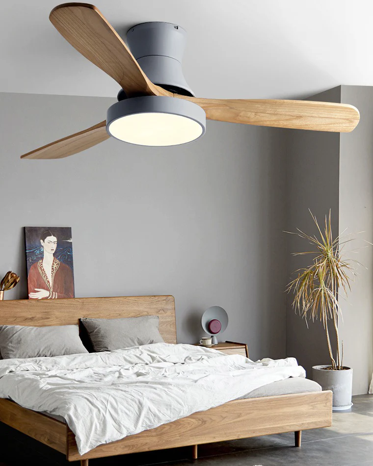 WOMO 3 Wood Blade Hugger Ceiling Fan Lamp-WM5120 - Image 3