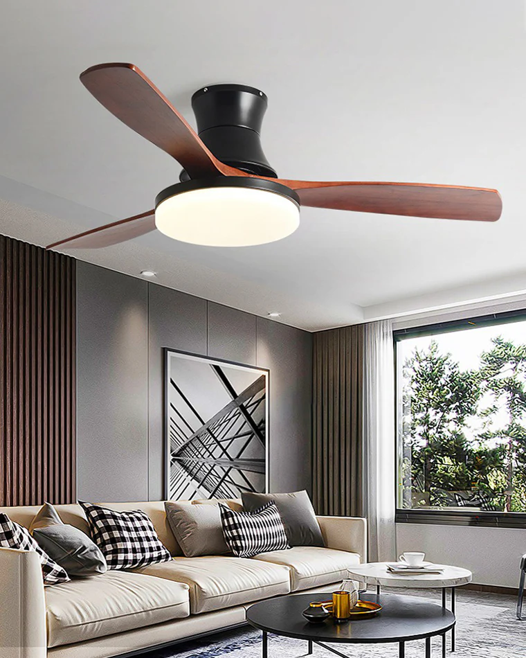 WOMO 3 Wood Blade Hugger Ceiling Fan Lamp-WM5120 - Image 8