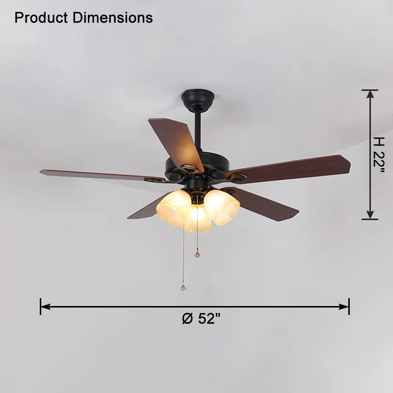 WOMO Vintage Glass Ceiling Fan Chandelier-WM5121 - Image 14