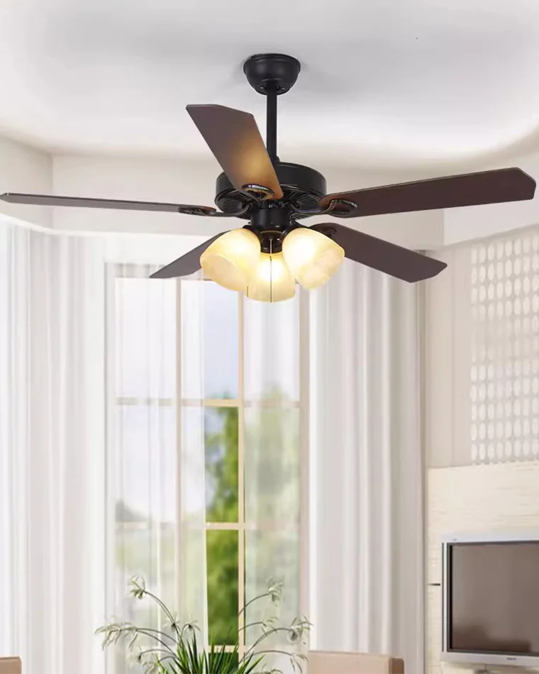 WOMO Vintage Glass Ceiling Fan Chandelier-WM5121 - Image 4