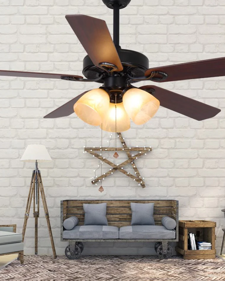 WOMO Vintage Glass Ceiling Fan Chandelier-WM5121 - Image 6