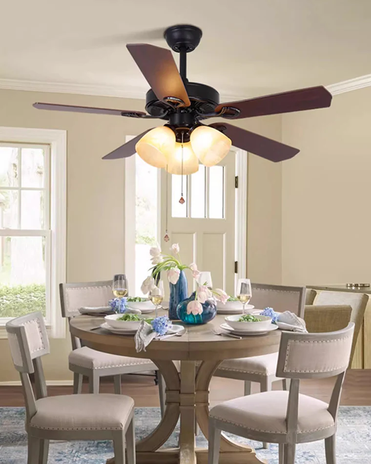 WOMO Vintage Glass Ceiling Fan Chandelier-WM5121 - Image 7