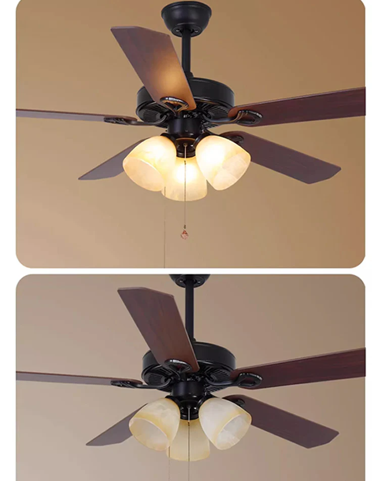 WOMO Vintage Glass Ceiling Fan Chandelier-WM5121 - Image 9
