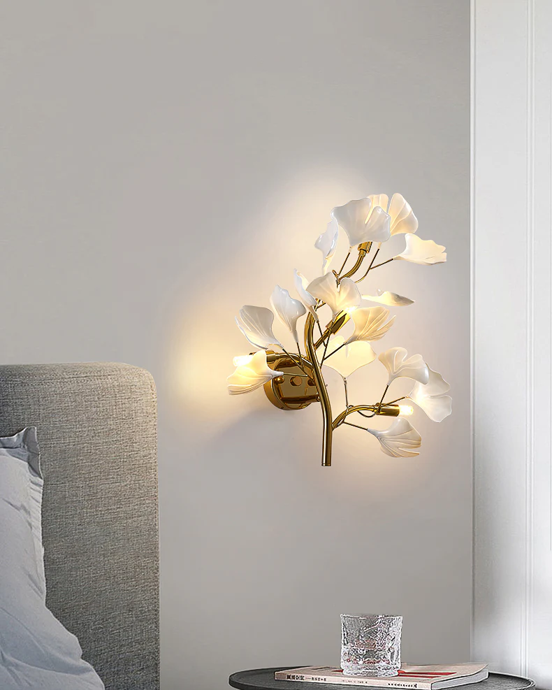 WOMO Ceramic Ginkgo Vine Wall Sconce -WM6161 - Image 2