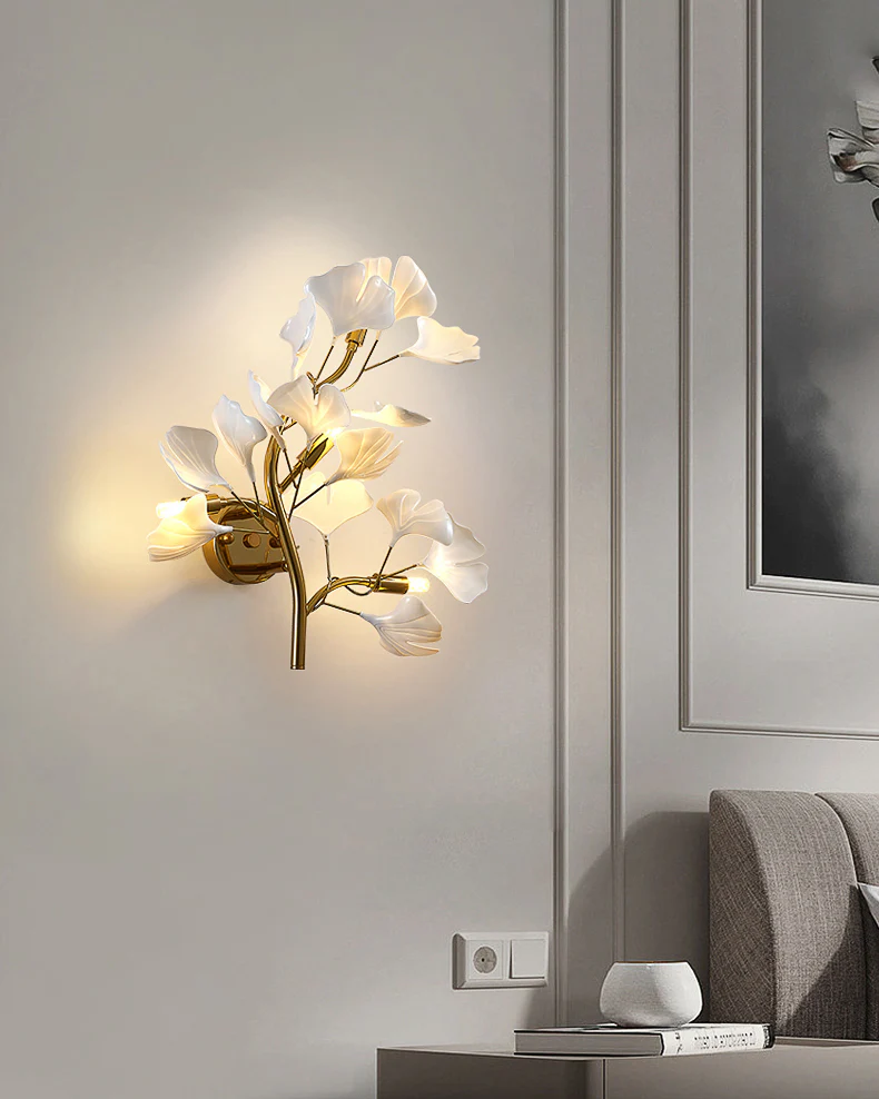 WOMO Ceramic Ginkgo Vine Wall Sconce -WM6161 - Image 3