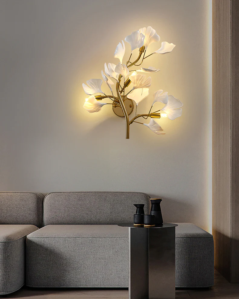 WOMO Ceramic Ginkgo Vine Wall Sconce -WM6161 - Image 5