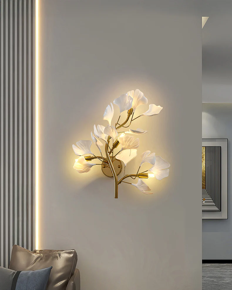 WOMO Ceramic Ginkgo Vine Wall Sconce -WM6161 - Image 6