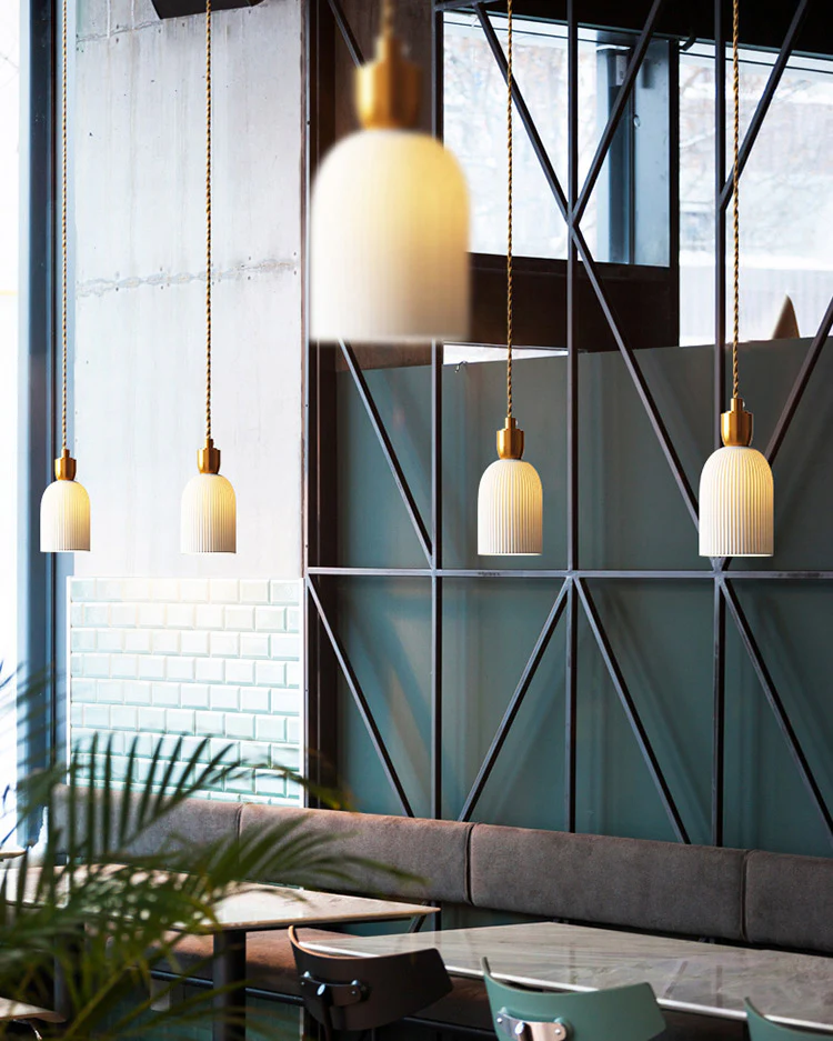 WOMO Ceramic White Pendant Light-WM3008 - Image 4