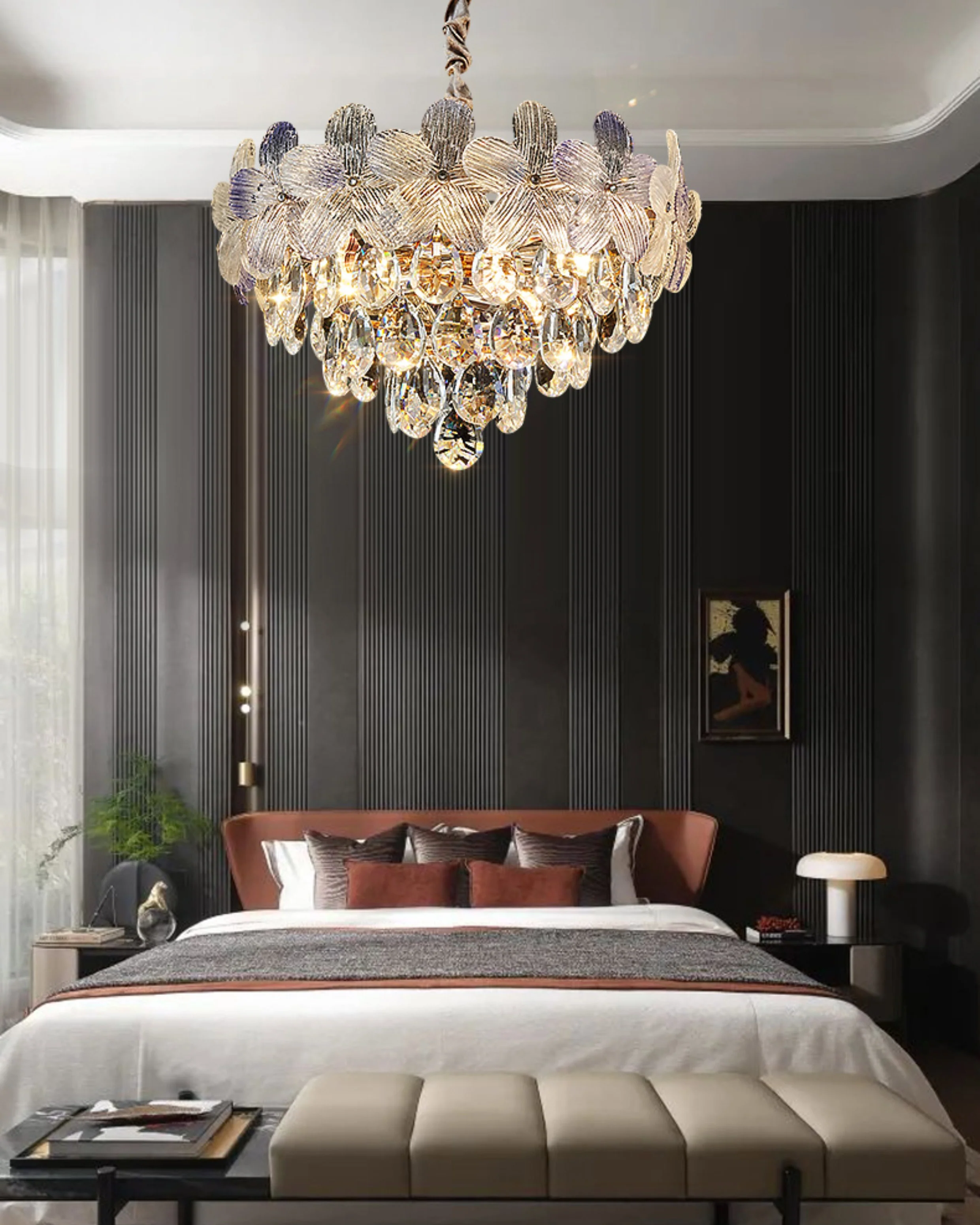 WOMO Gold Flower Crystal Chandelier-WM3043 - Image 2