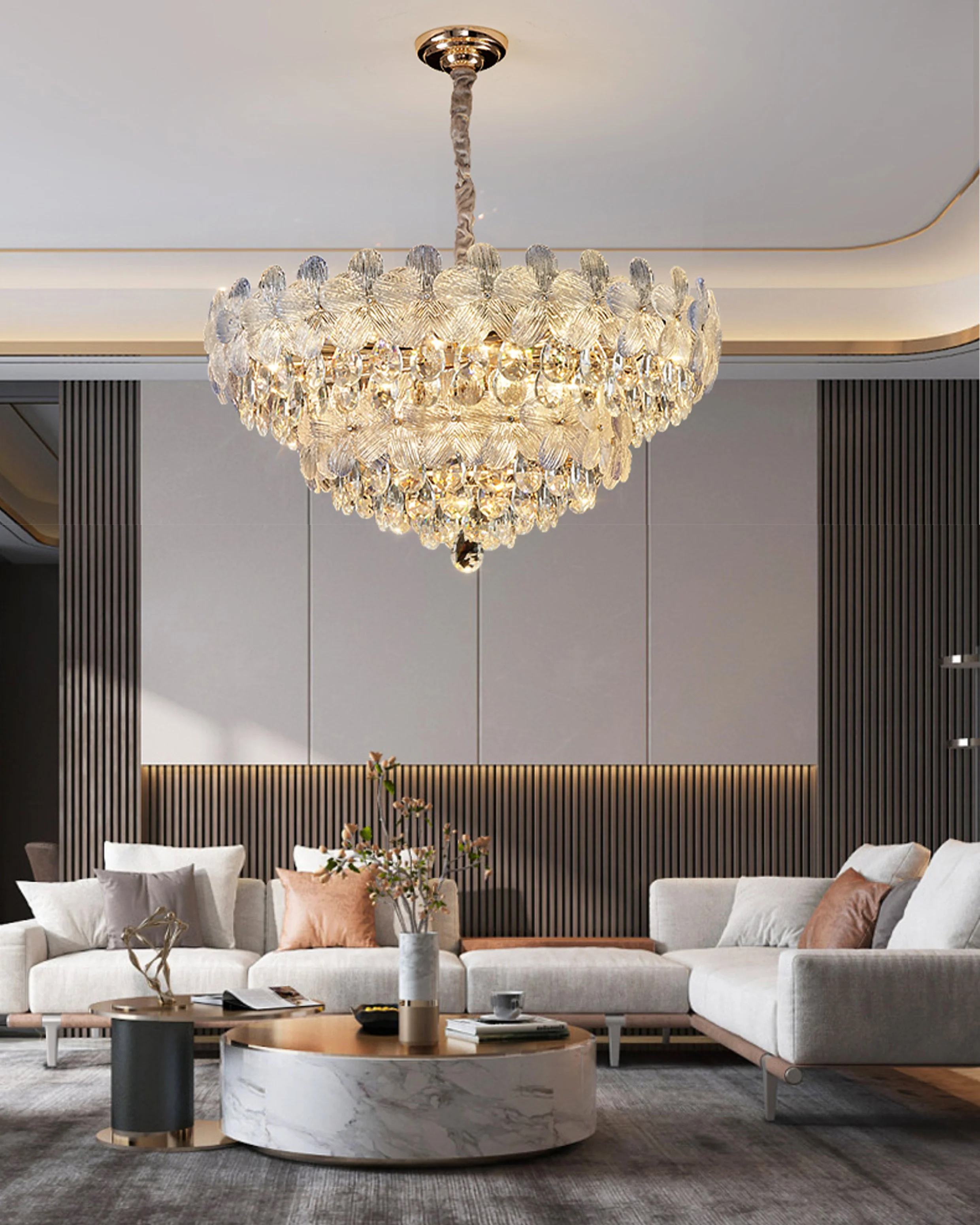 WOMO Gold Flower Crystal Chandelier-WM3043 - Image 3