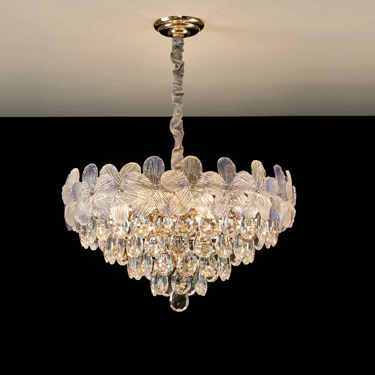 WOMO Gold Flower Crystal Chandelier-WM3043 - Image 9