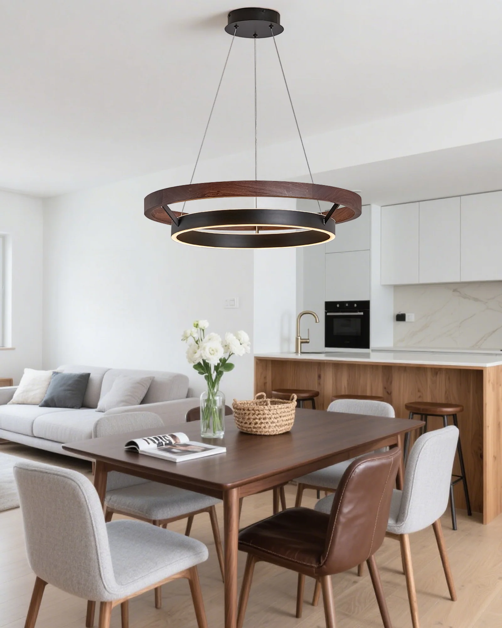 WOMO Circular Led Wood Chandelier-WM2492 - Image 18
