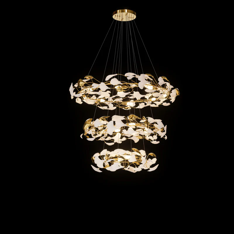 WOMO Circular Tiered Gingko Chandelier-WM2427 - Image 12