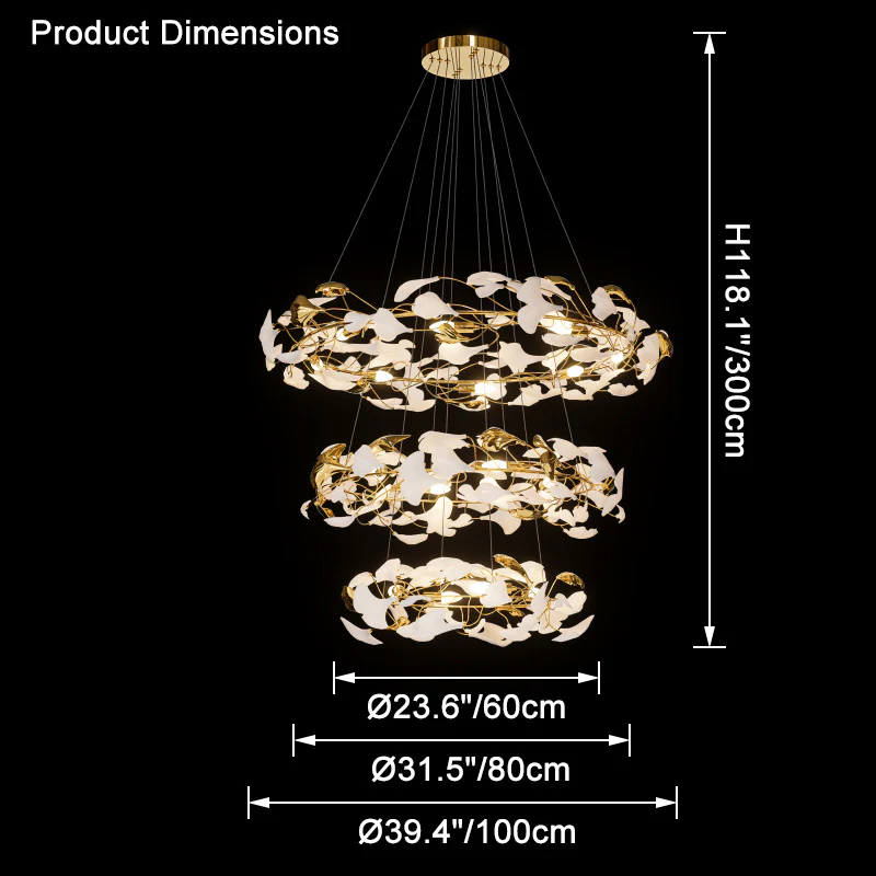 WOMO Circular Tiered Gingko Chandelier-WM2427 - Image 13