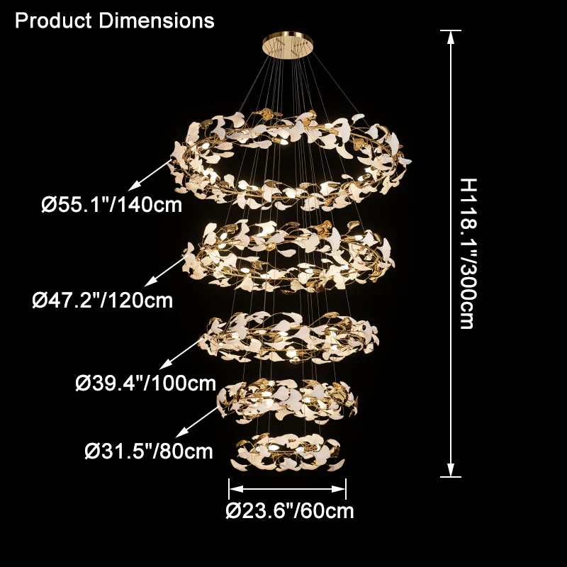 WOMO Circular Tiered Gingko Chandelier-WM2427 - Image 17