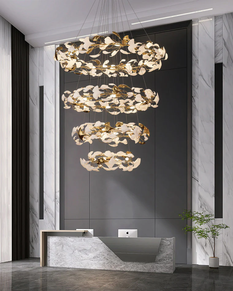 WOMO Circular Tiered Gingko Chandelier-WM2427 - Image 3