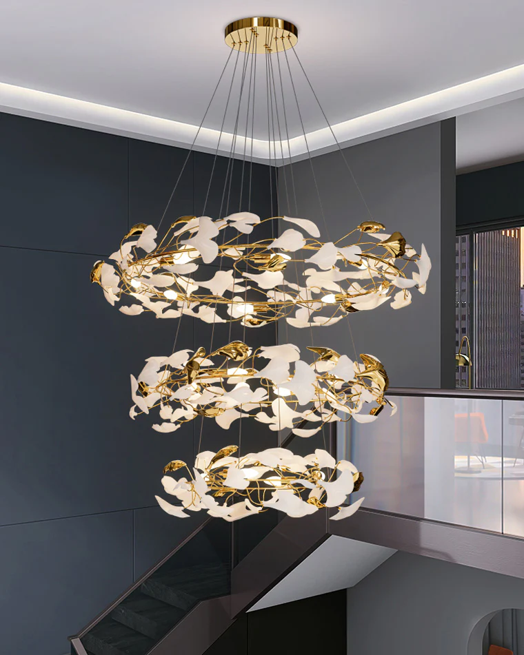 WOMO Circular Tiered Gingko Chandelier-WM2427 - Image 4