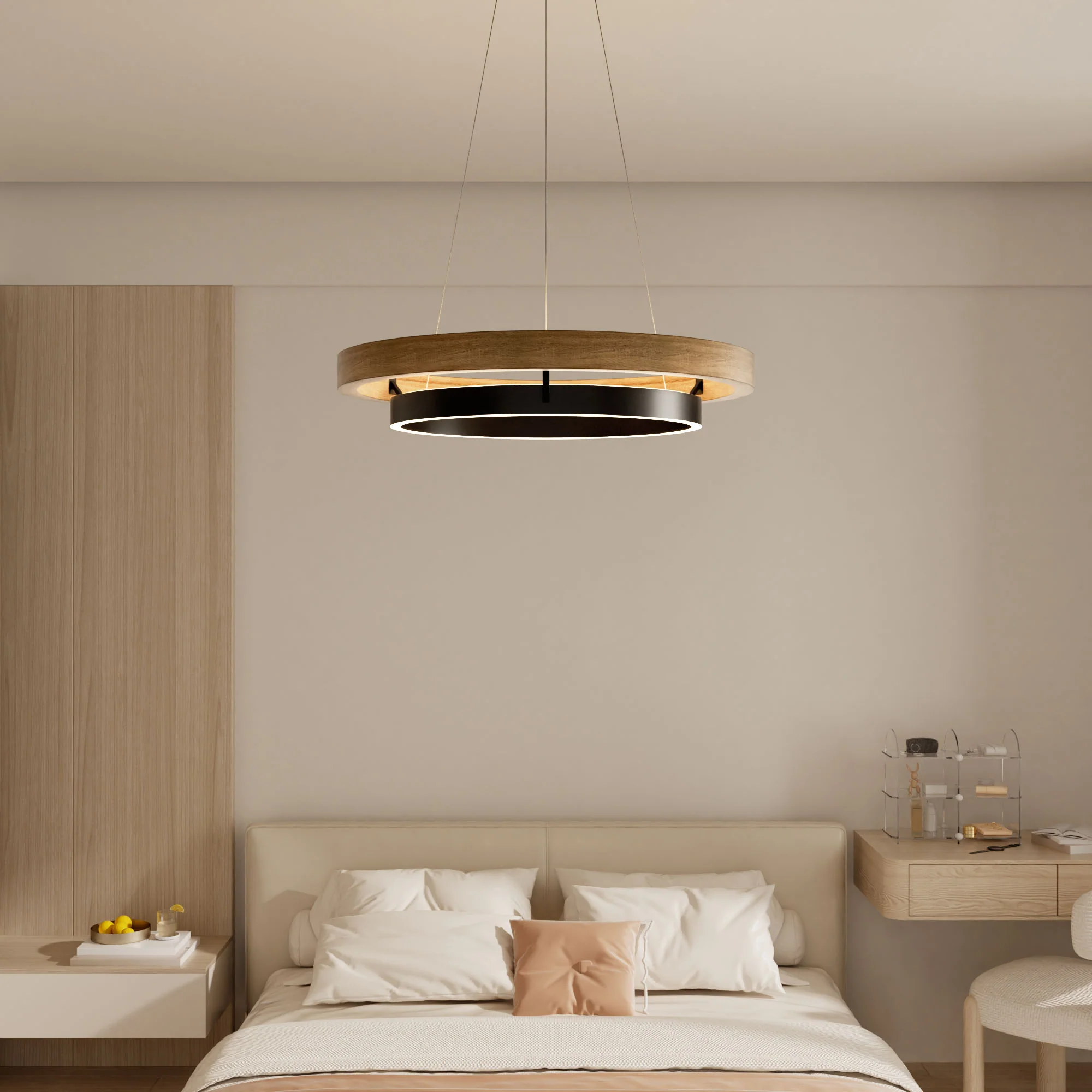 WOMO Circular Wood Led Chandelier-WM2492 - Image 3