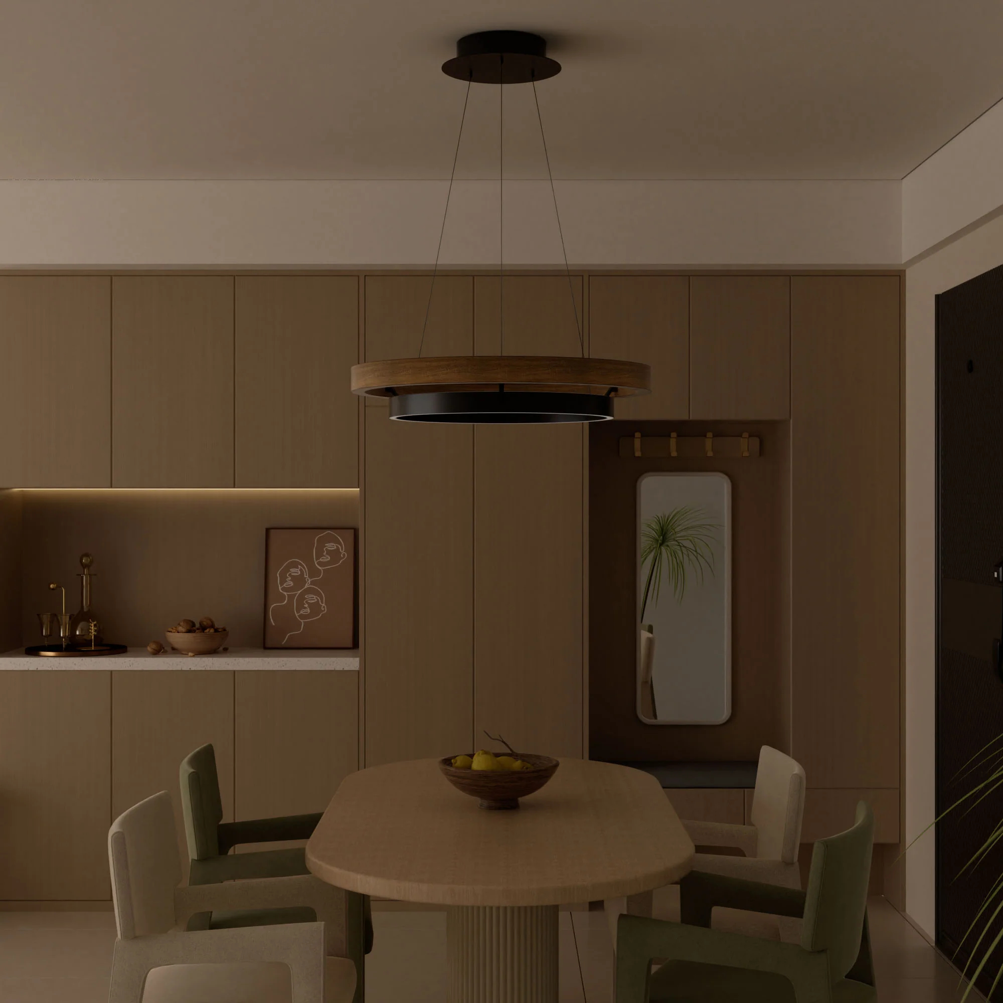 WOMO Circular Wood Led Chandelier-WM2492 - Image 4