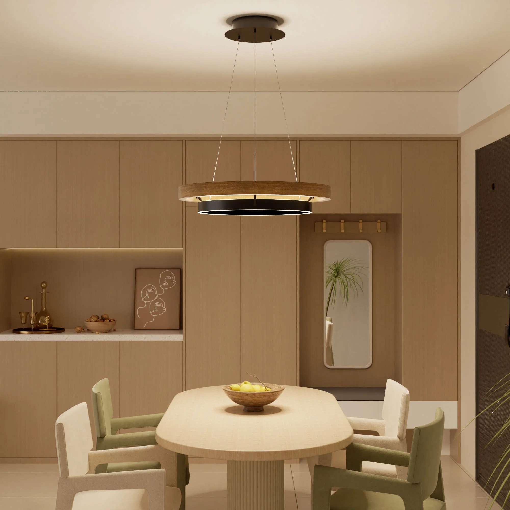 WOMO Circular Wood Led Chandelier-WM2492 - Image 5