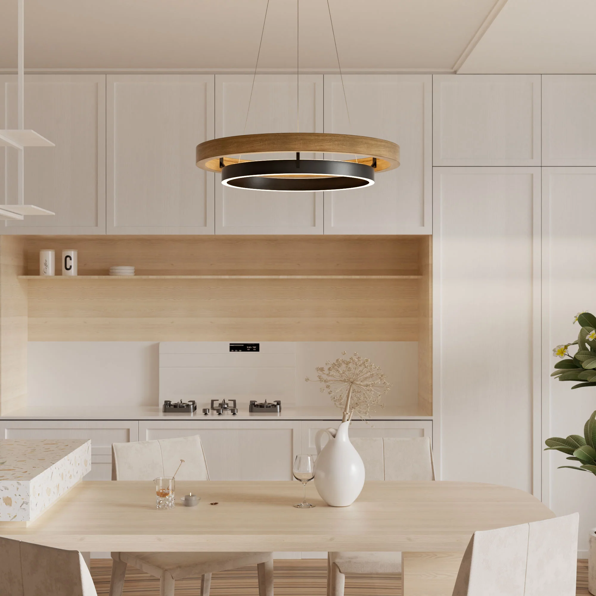 WOMO Circular Wood Led Chandelier-WM2492 - Image 8