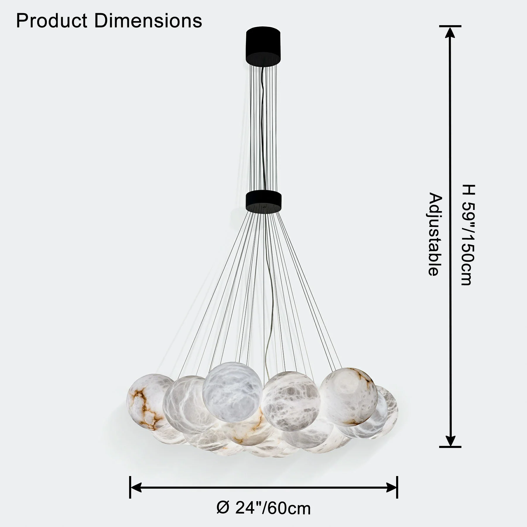 WOMO Cluster Globe Alabaster Pendant Chandelier-WM2865 - Image 11