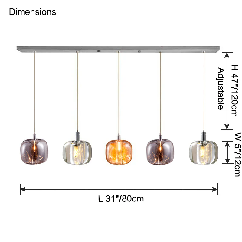 WOMO Colored Glass Multi Pendant Chandelier-WM2111 - Image 32