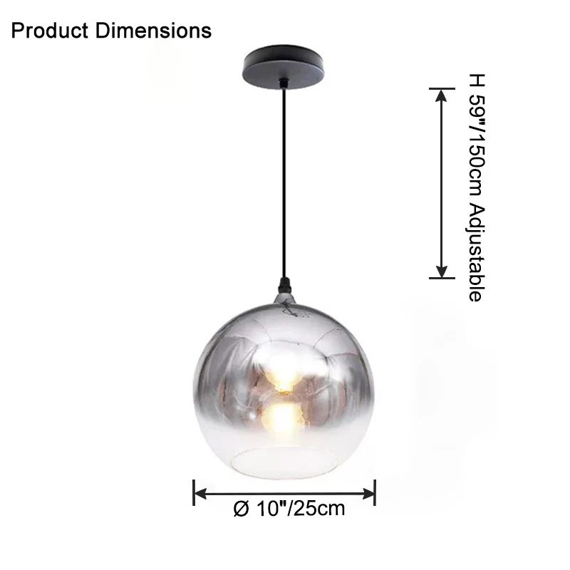 WOMO Coloured Glass Globe Pendant Light-WM2500 - Image 27