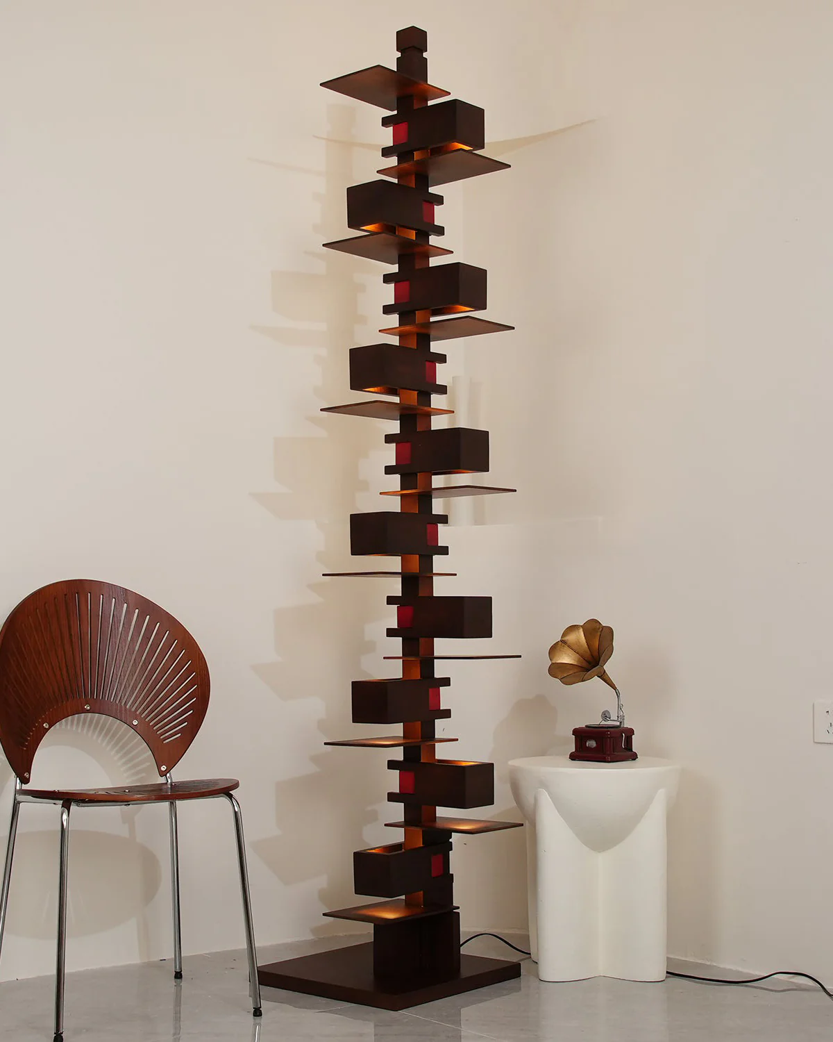 WOMO Column Walnut Floor Lamp-WM7110 - Image 6