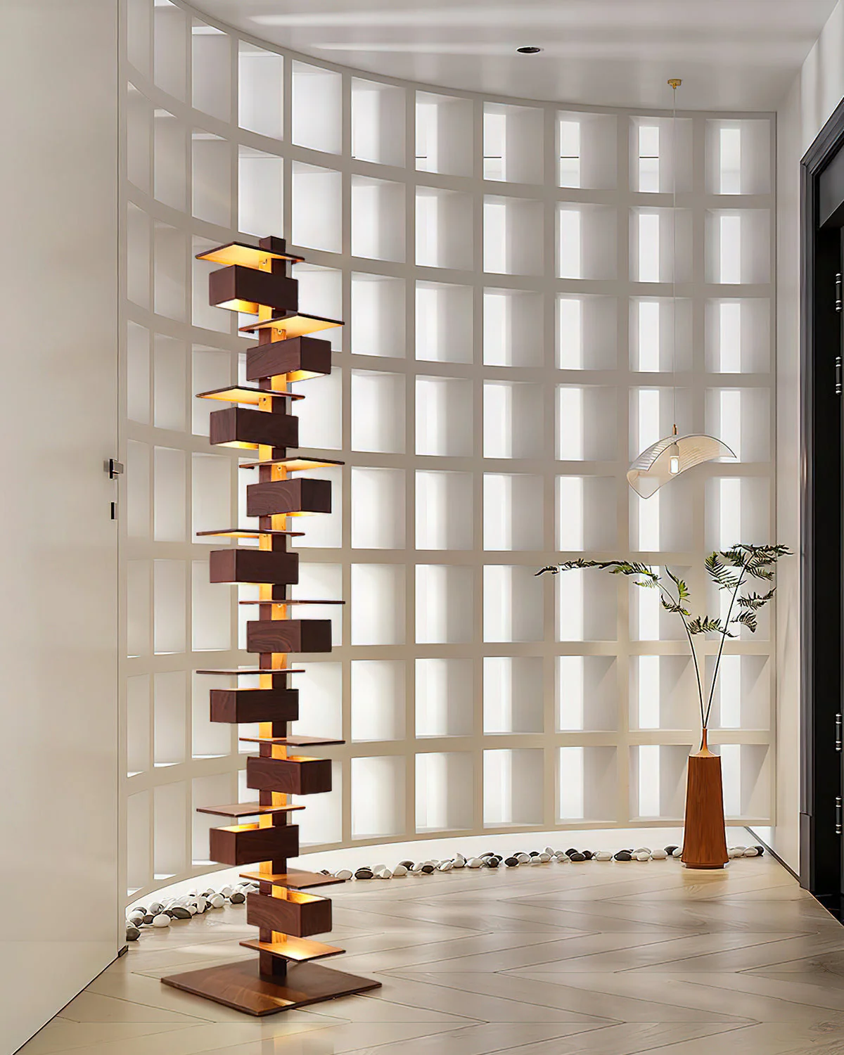 WOMO Column Walnut Floor Lamp-WM7110 - Image 7