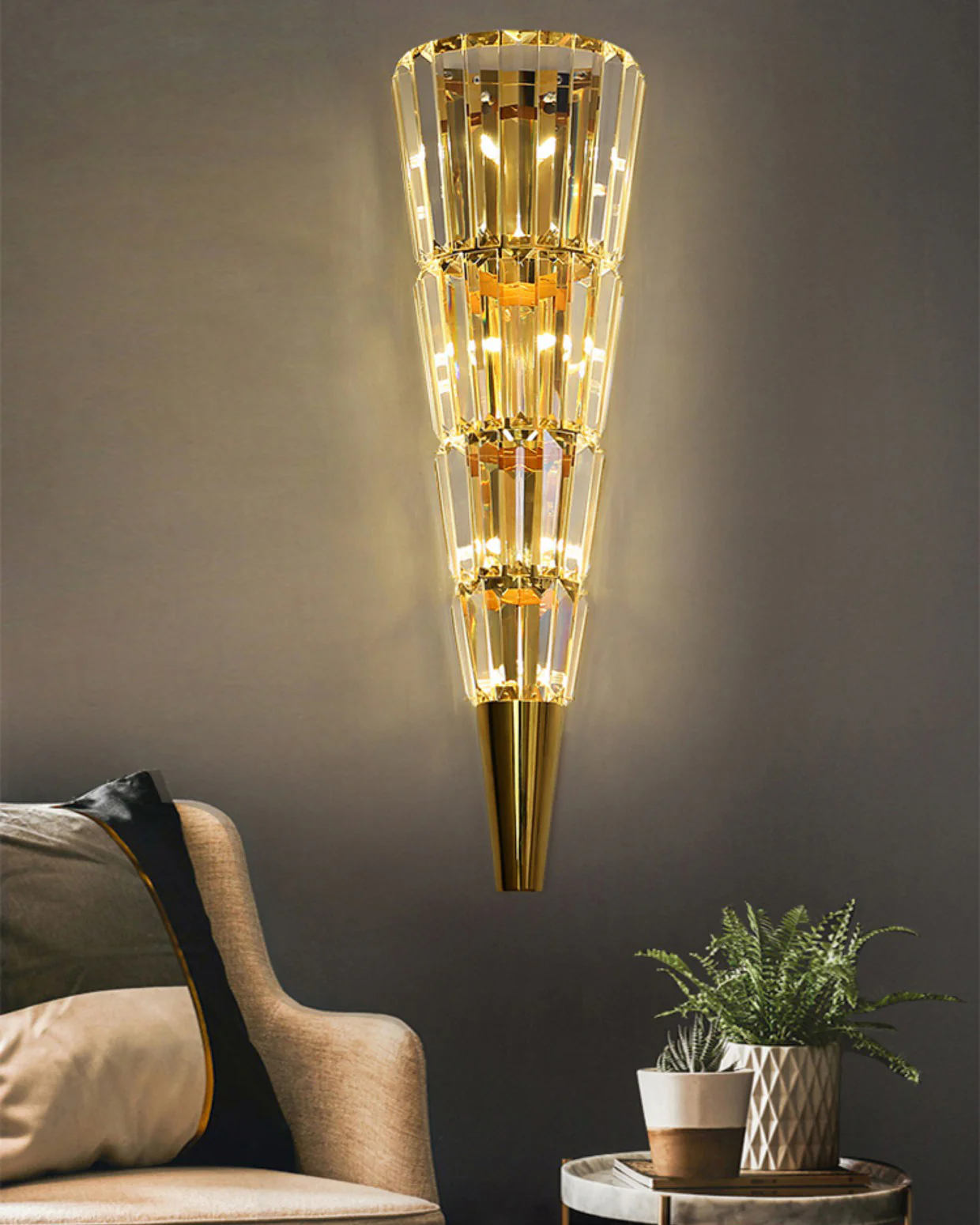 WOMO Cone Crystal Wall Sconce -WM6163 - Image 5