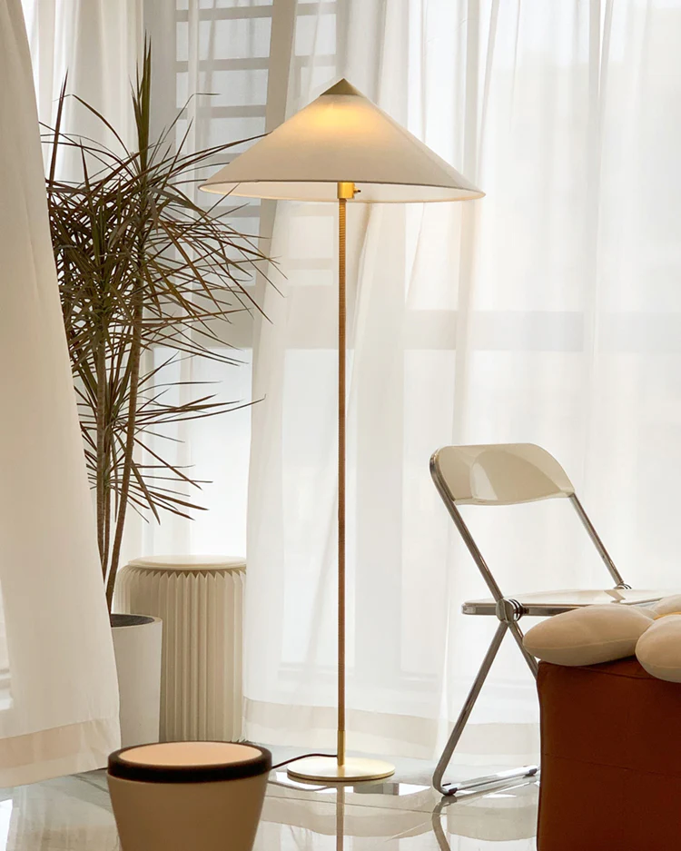 WOMO Rattan Fabric Cone Floor Lamp-WM7095 - Image 2