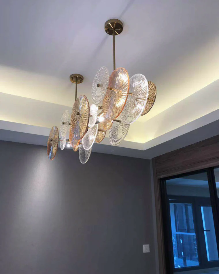 WOMO Textured Glass Disc Chandelier-WM2194 - Image 11