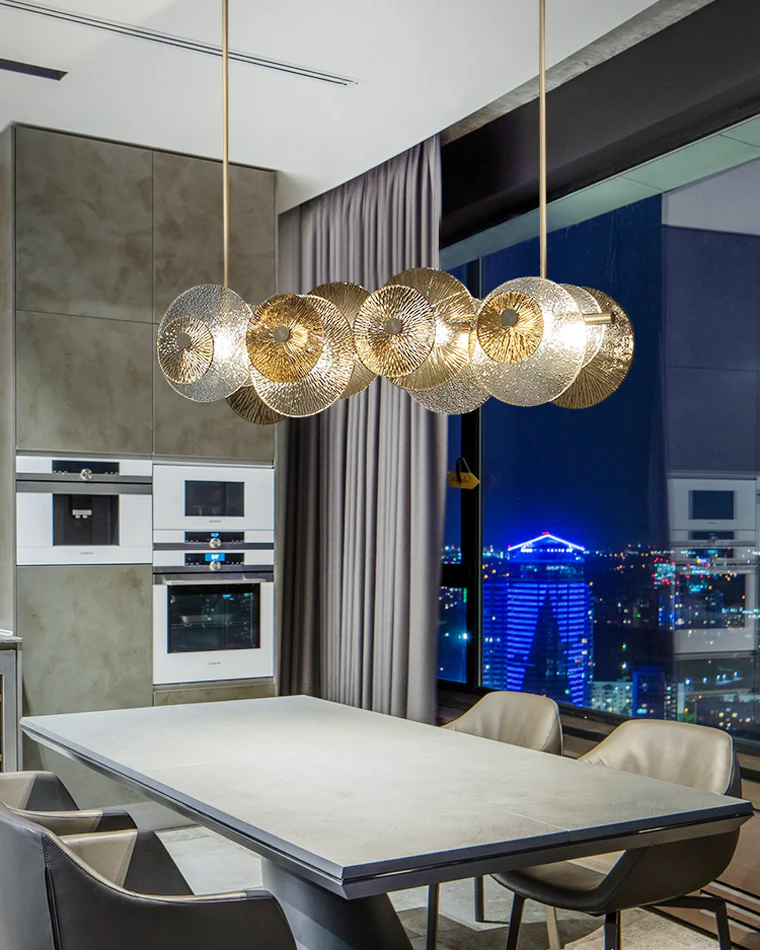 WOMO Textured Glass Disc Chandelier-WM2194 - Image 2
