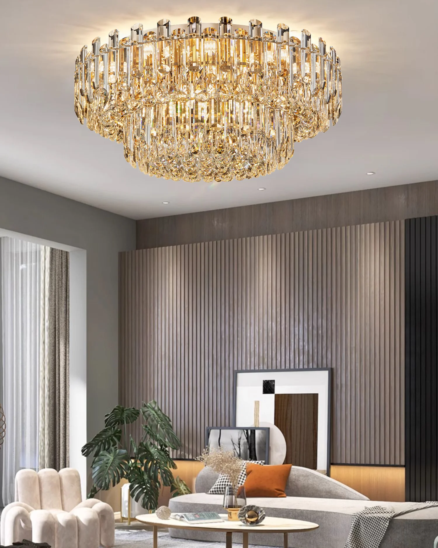 WOMO Crystal Flush Mount Ceiling Light-WM3041 - Image 3